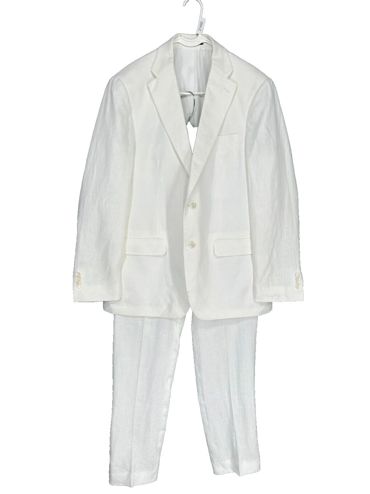 Tommy Hilfiger Suit Mens Size 40R 32x32 White 100% Linen Modern Fit