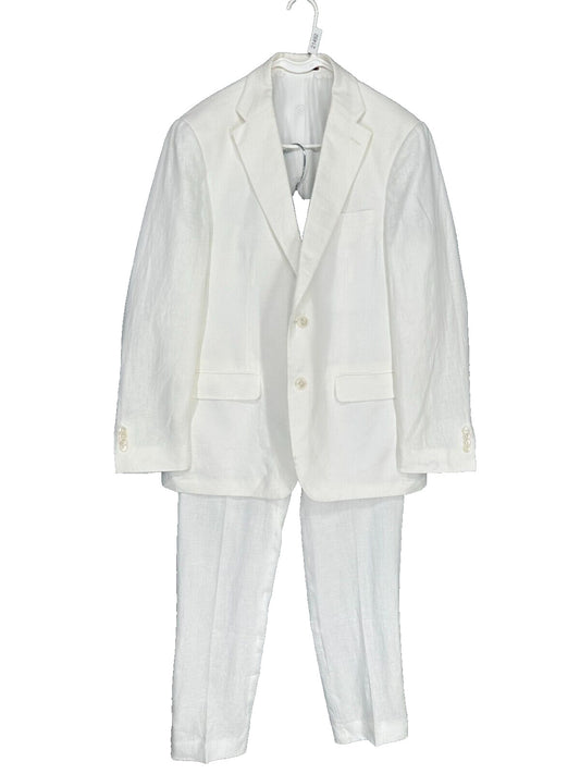 Tommy Hilfiger Suit Mens Size 40R 32x32 White 100% Linen Modern Fit