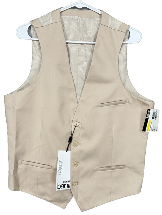 Bar III Suit Vest Mens Size Medium Tan Cotton Slim Fit