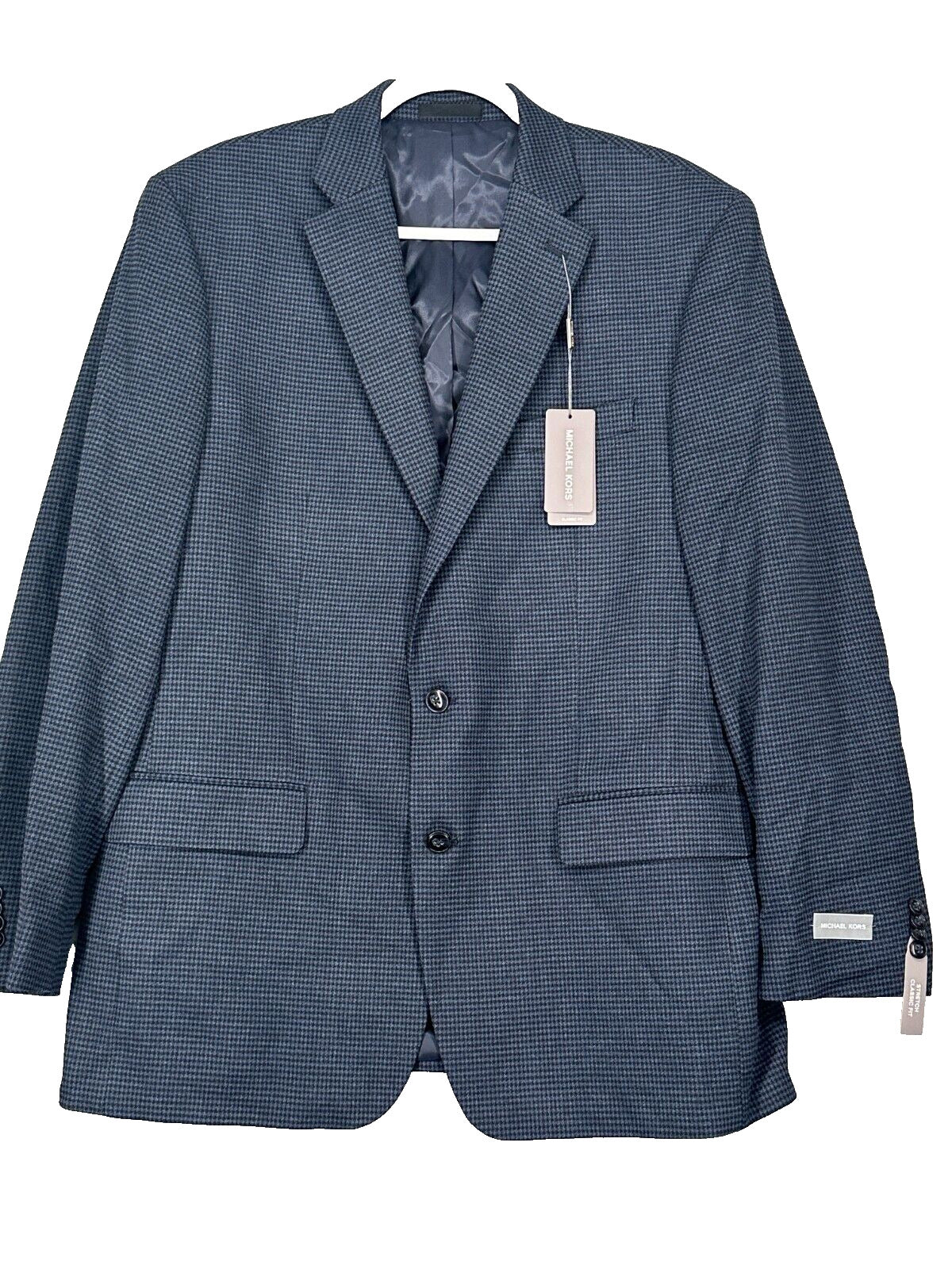 MICHAEL KORS Sport Coat Mens Size 44L Blue Check Classic Fit Jacket NWT $295