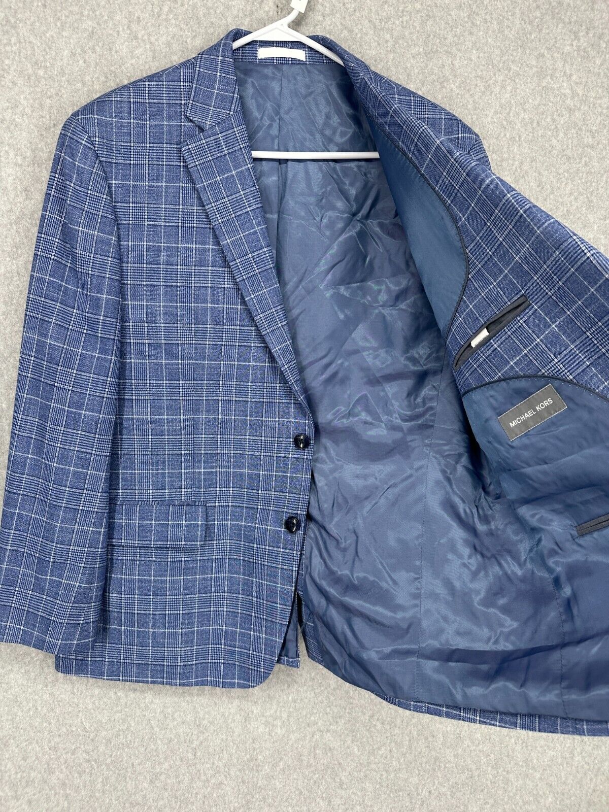 MICHAEL KORS Sport Coat Mens Size 42S Blue white Plaid Classic Fit NWOT