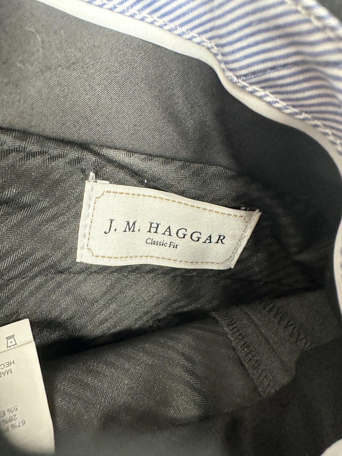 J.M. Haggar Pants 42x30 Dark Charcoal Classic Fit 4-Way Stretch Flat Front NWOT