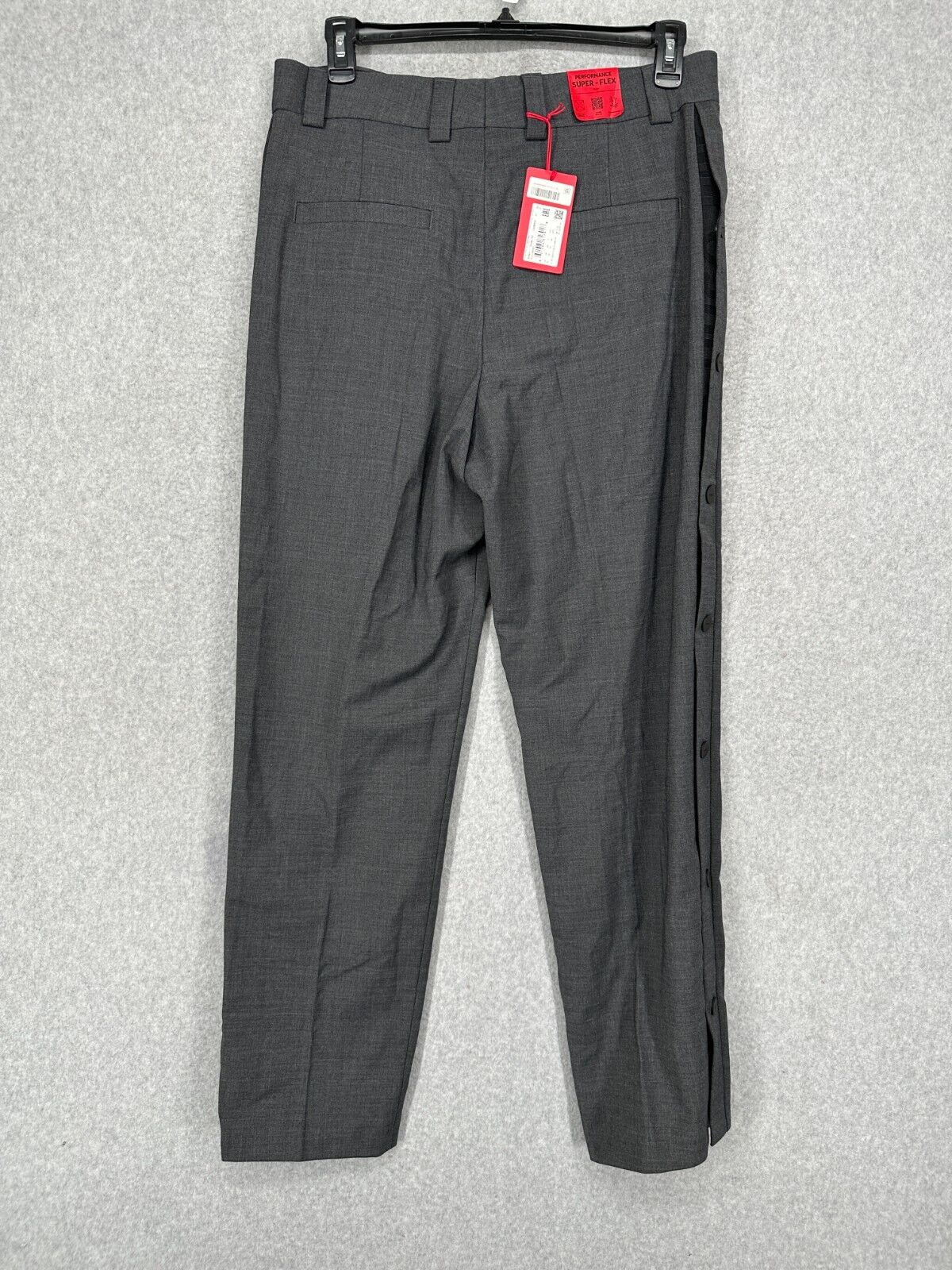 HUGO BOSS Suit Pants Mens Size 34x32 Dark Gray Side Snap Tear Away Slim Fit NWT