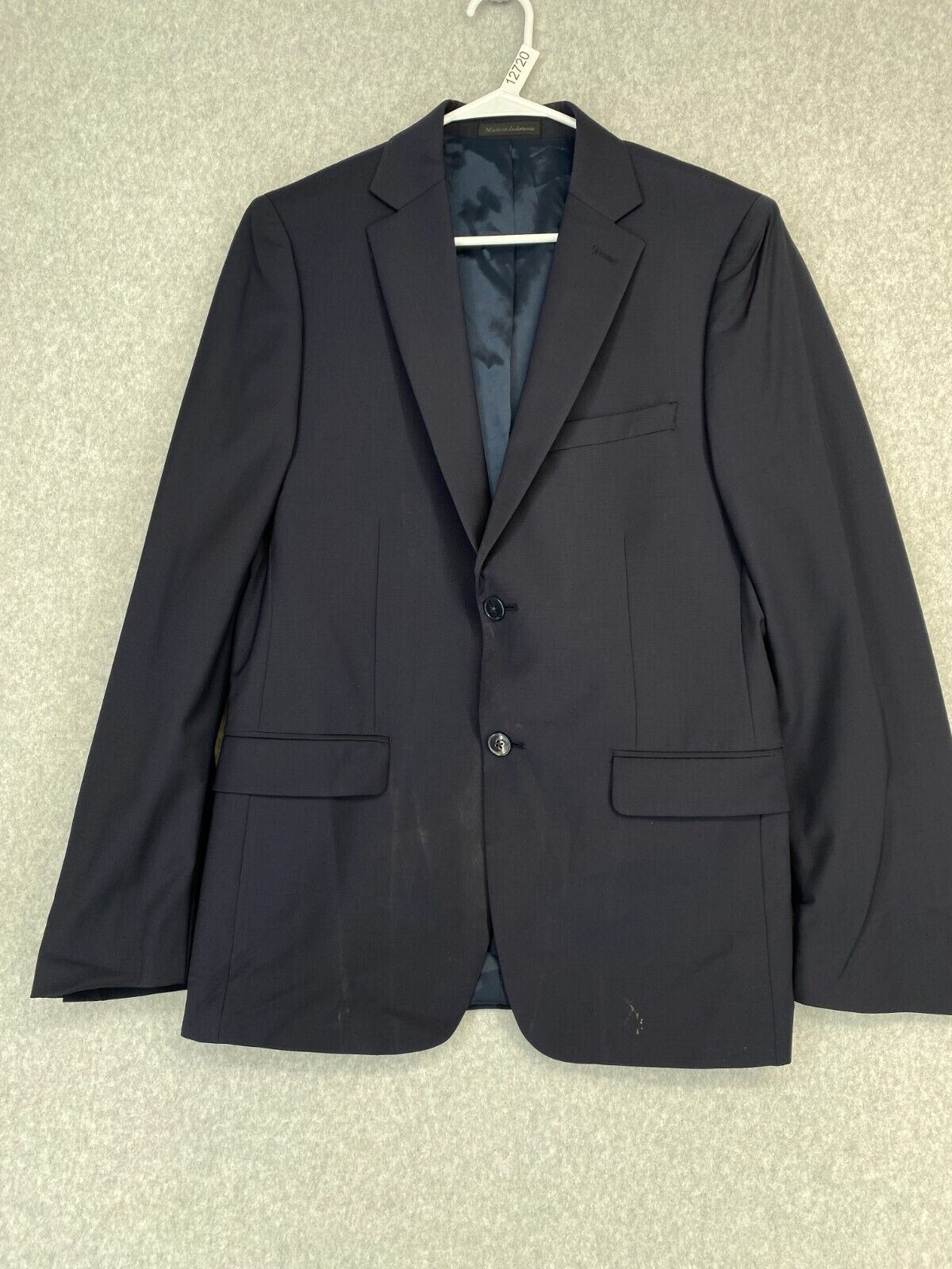 CALVIN KLEIN Suit Jacket Mens 40R Navy Blue Skinny Fit Infinite Stretch FLAWS