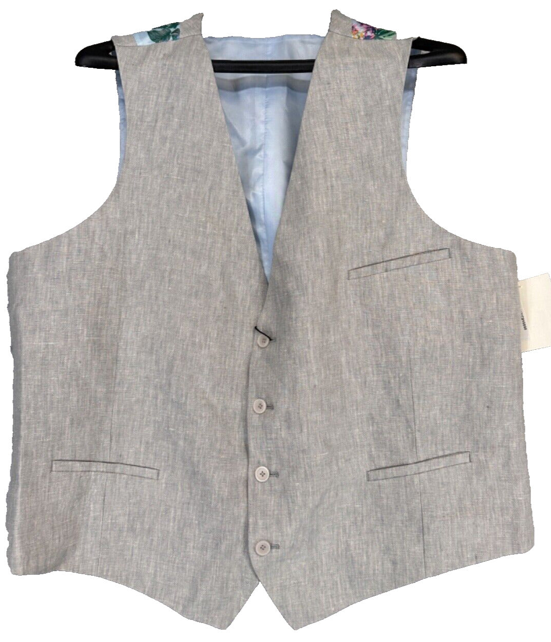 Bar III Men's Suit Vest Size Medium Gray Textured Linen Slim Fit NWT