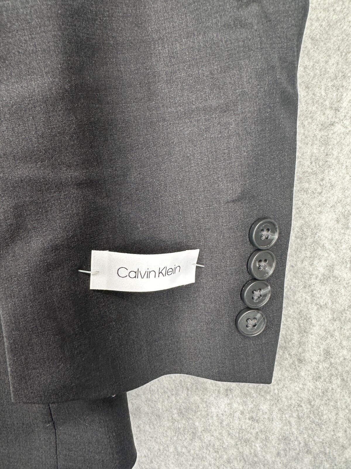 CALVIN KLEIN Suit Jacket Size 40L Dark Gray Slim Fit Wool Blend Stretch NWOT