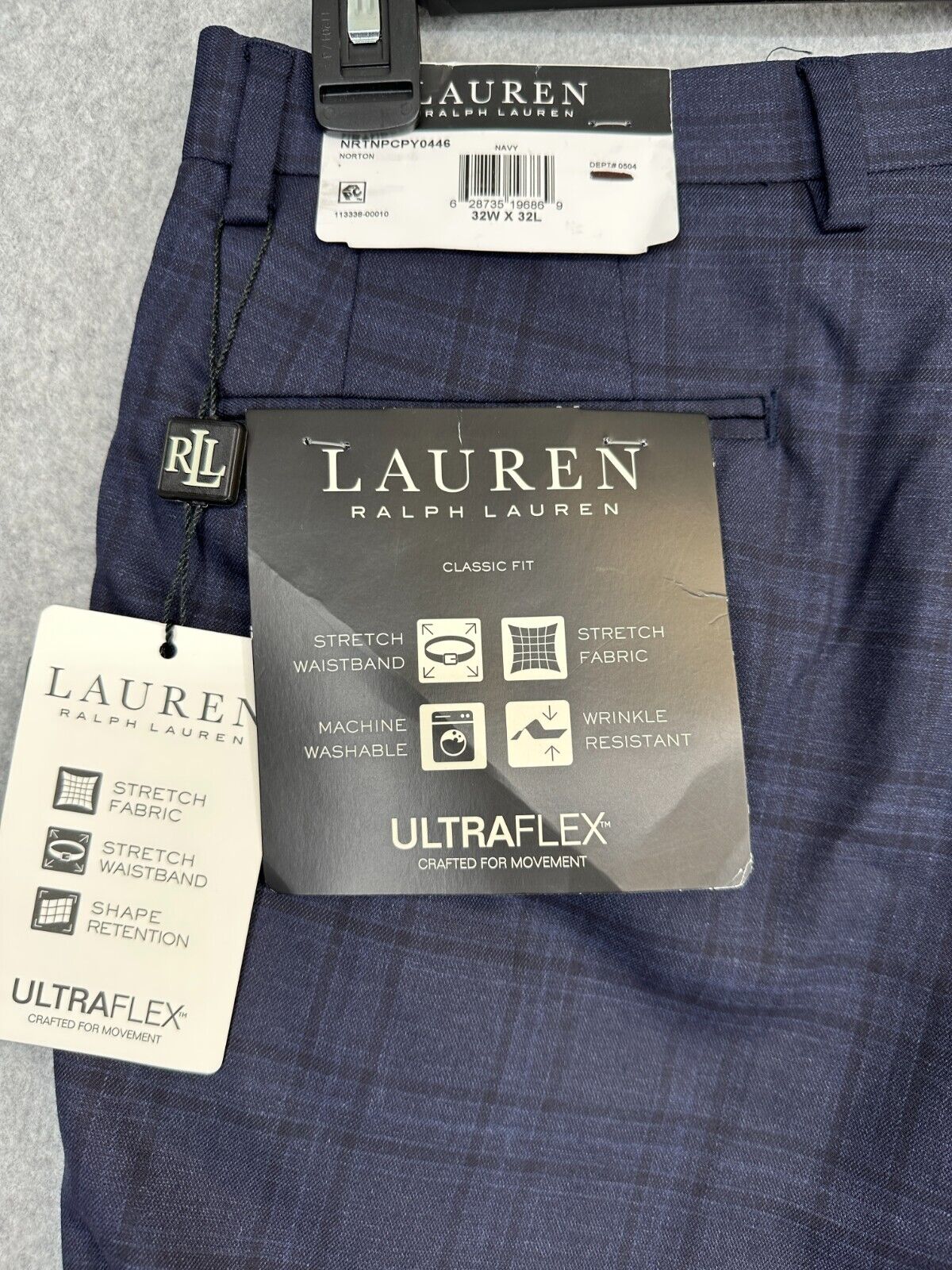 Lauren Ralph Lauren Dress Pants 32x32 Norton Navy Plaid Windowpane