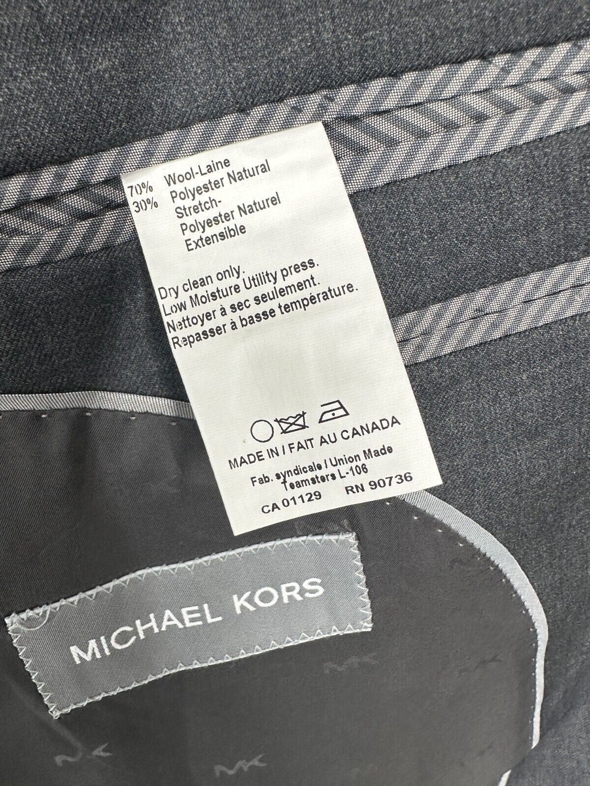 MICHAEL KORS Suit Jacket Size 48L Gray Classic Fit Wool Blend Stretch NWT $450