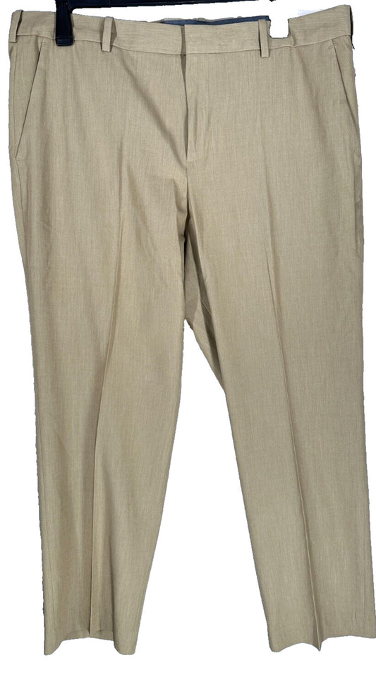 Perry Ellis Mens Dress Pants 40x30 Elmwood Beige Modern Fit Stretch Resolution