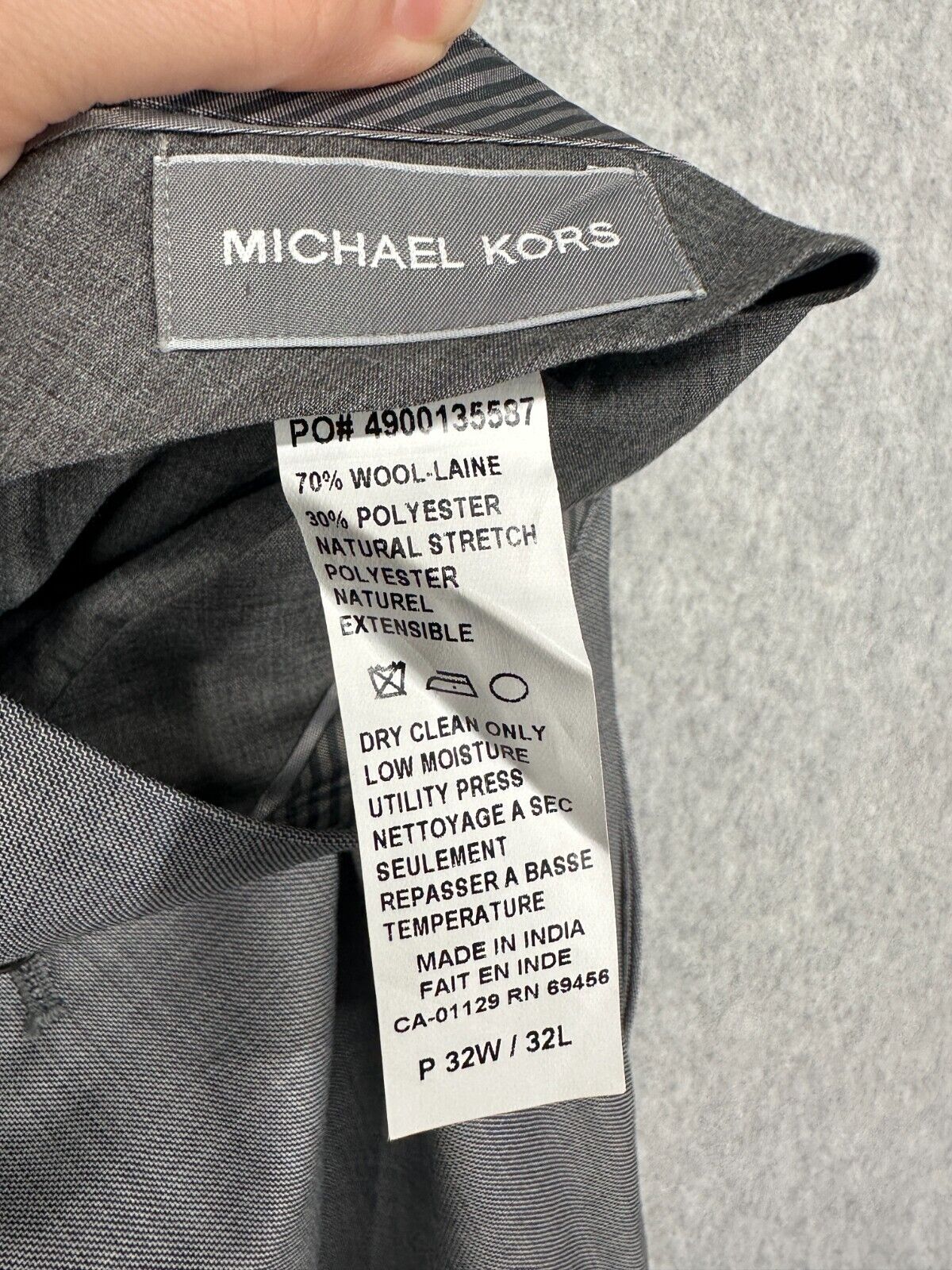 MICHAEL KORS Suit Mens Size 40S 32x32 Light Gray Classic Fit Wool Blend 2-Piece