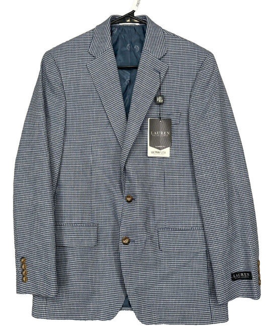 Lauren Ralph Lauren Sport Coat Size 38R Gray Blue Check Ultraflex Classic Fit