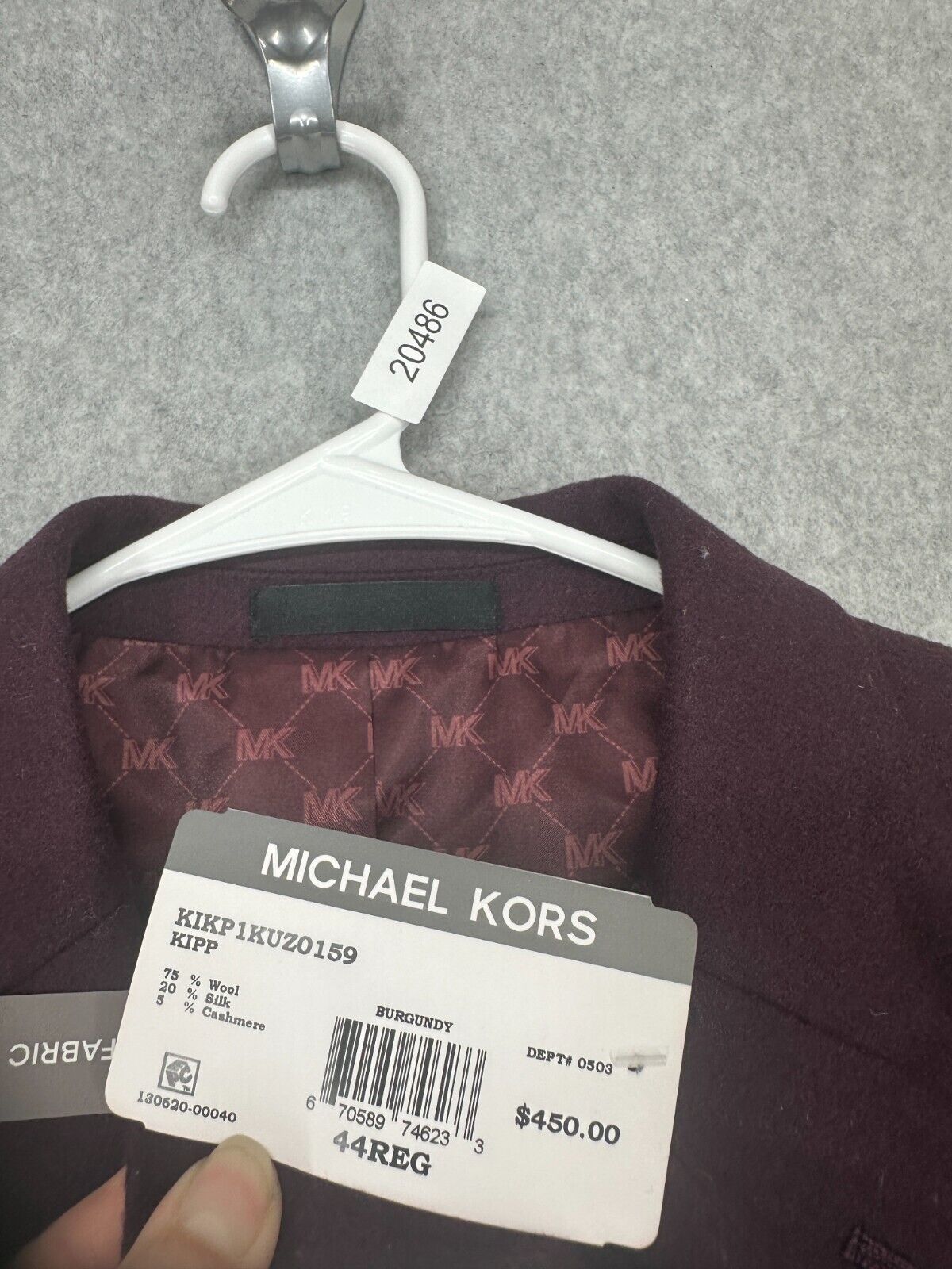 MICHAEL KORS Sport Coat Mens Size 44R Burgundy Wool Silk Cashmere Classic NWT