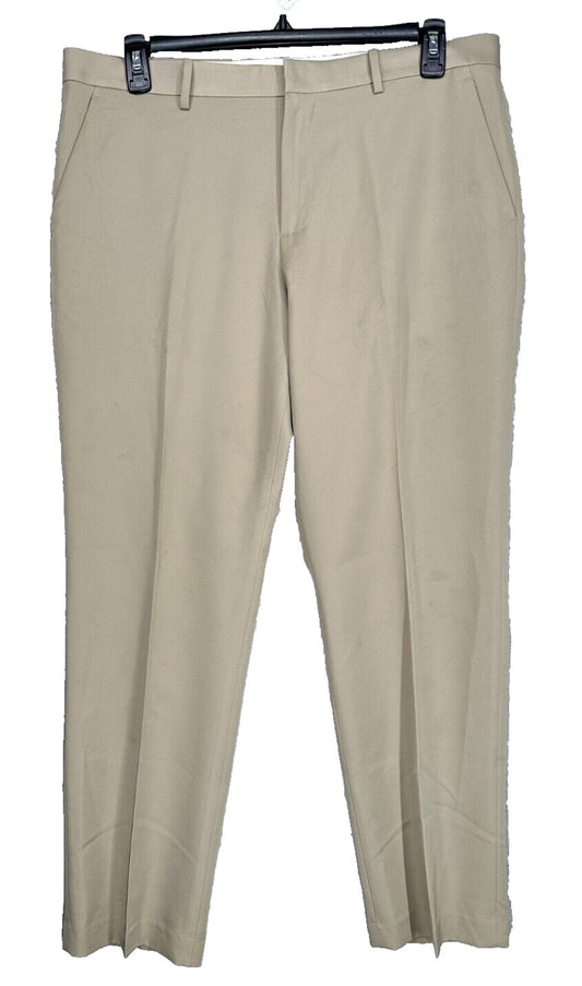 Perry Ellis Dress Pants Mens 36x32 Tan Khaki Modern Fit Folio-Flex FLAWS!