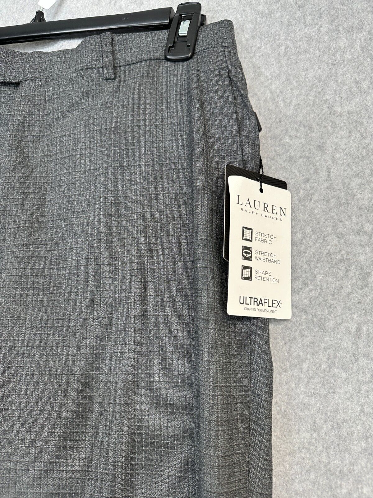 Lauren Ralph Lauren Dress Pants Mens Size 33x32 Norton Gray Mini Grid NWT