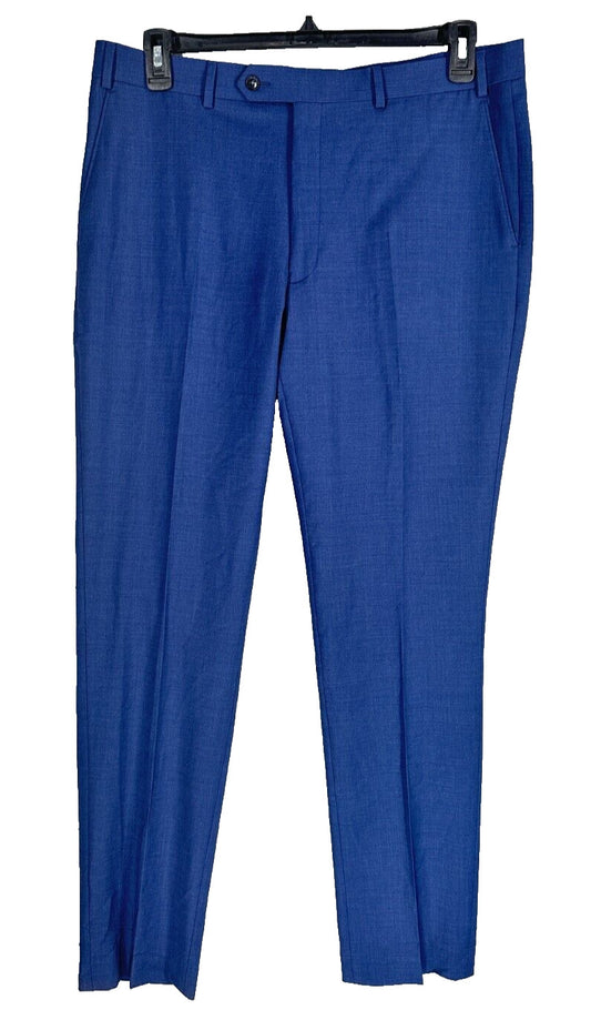 Calvin Klein Suit Pants Skinny Fit Size 36x32 Blue Solid Infinite Stretch PreWor