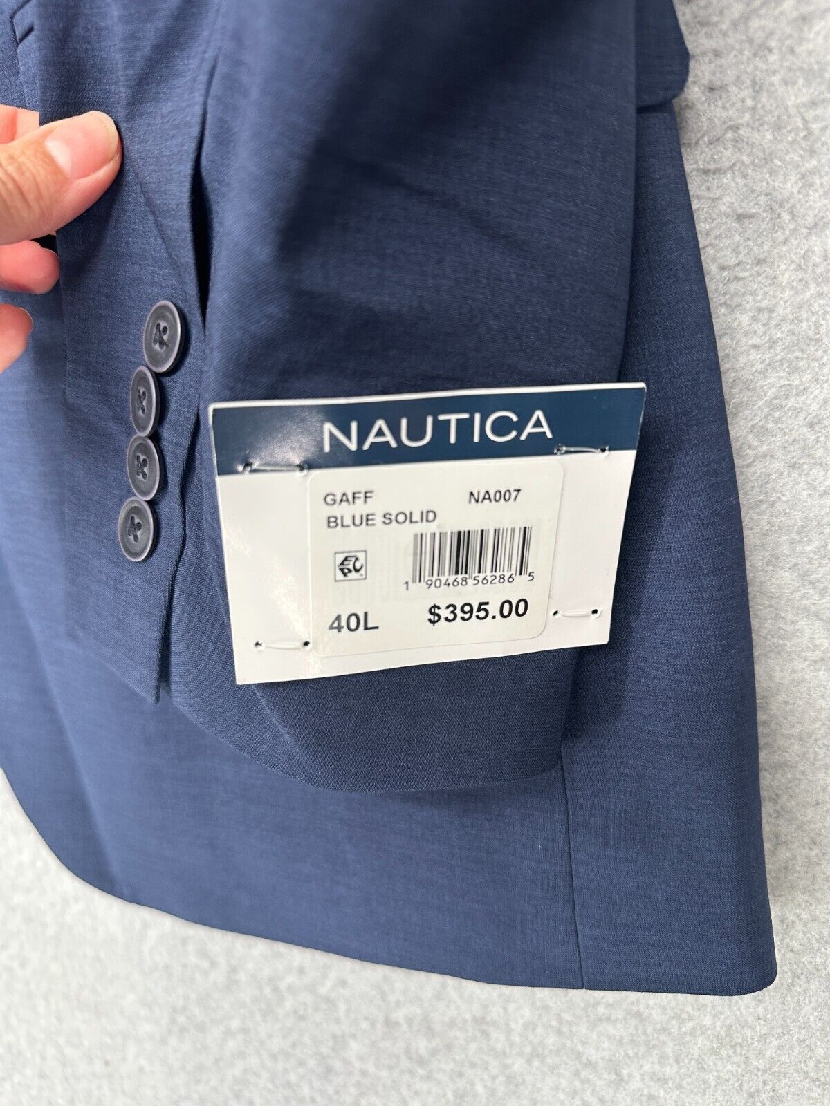 NAUTICA Suit Jacket Mens Size 40L Blue Solid Modern Fit Stretch GAFF NWT