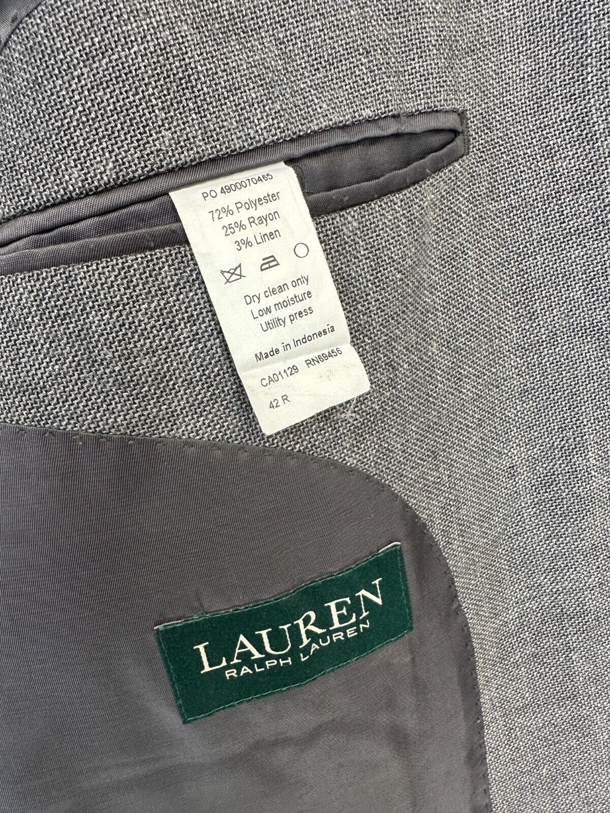 Lauren Ralph Lauren Sport Coat Size 42R Gray Neat Classic Fit UltraFlex NWOT