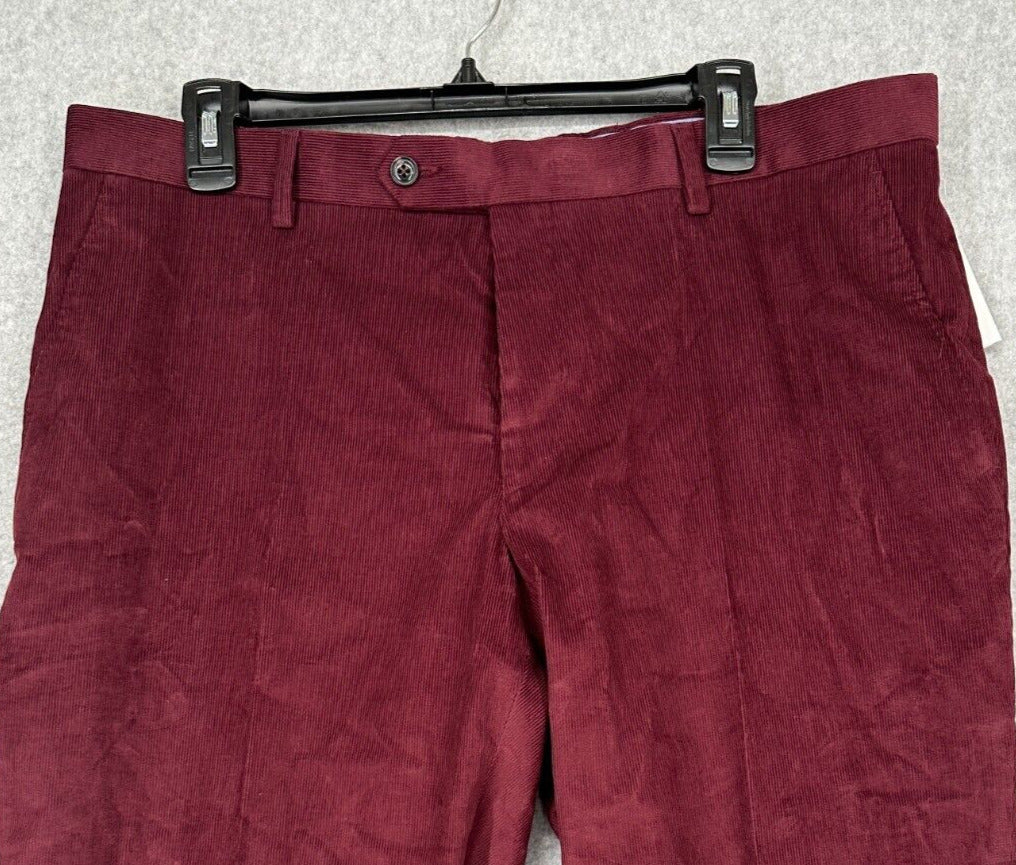 TOMMY HILFIGER Corduroy Pants Mens Size 32x30 Burgundy Modern Fit NWOT $95