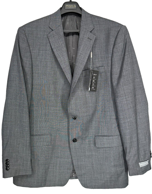 MICHAEL KORS Suit Jacket Size 44L Mid Gray Classic Fit Wool Blend Stretch FLAW