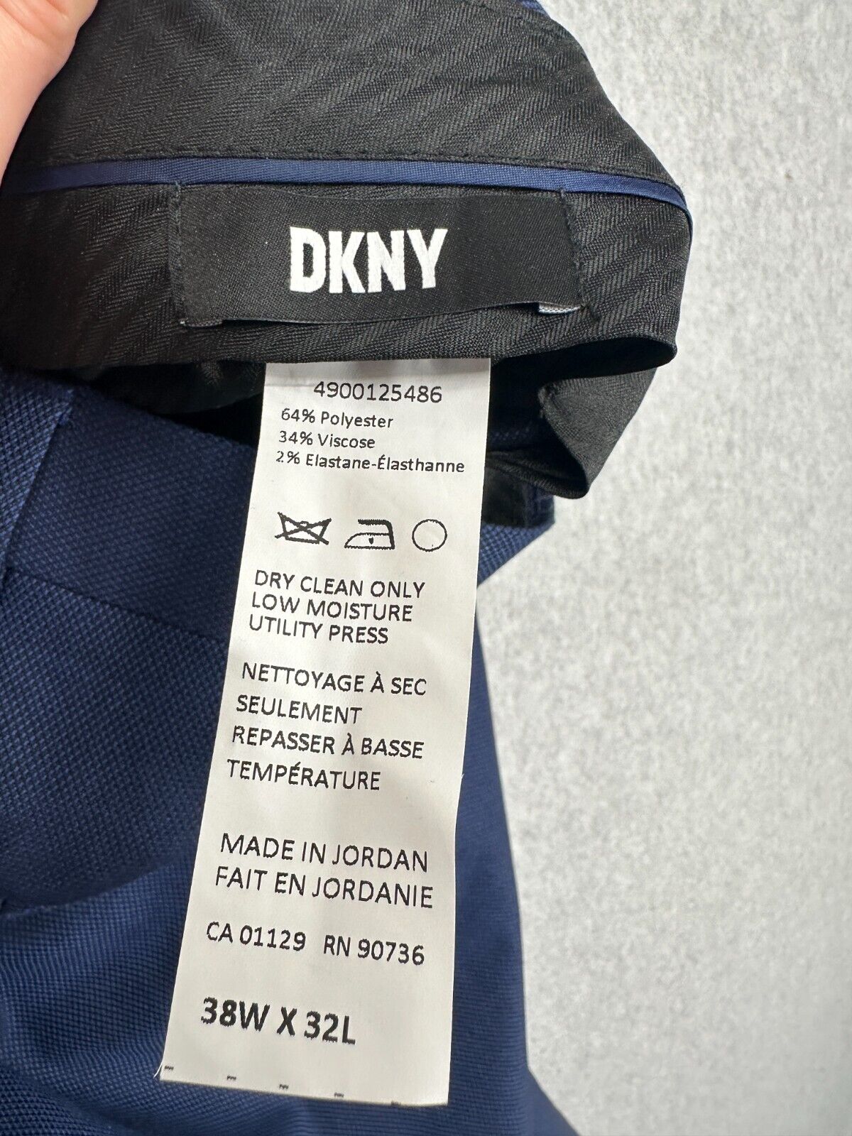 DKNY Dress Pants Mens Size 38x32 Blue Dot Modern Fit Stretch NWT $135