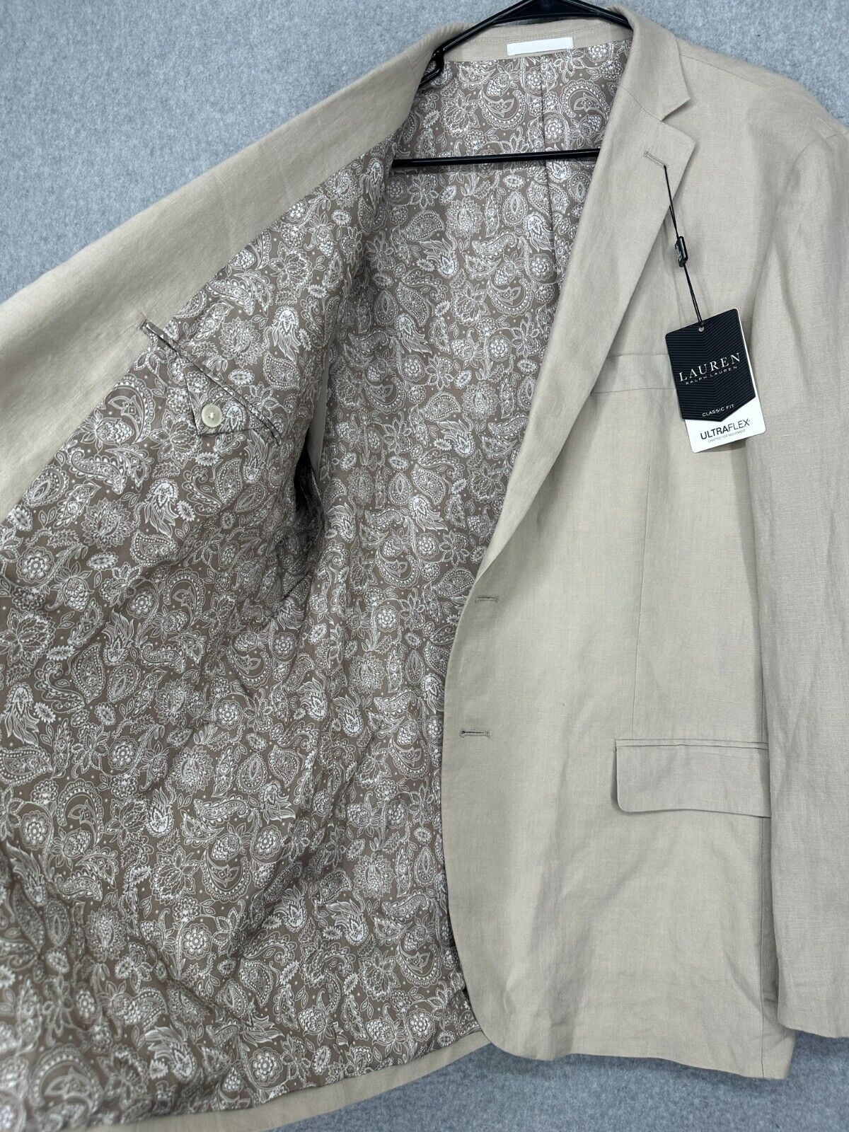 Lauren Ralph Lauren Sport Coat Size 36R Tan UltraFlex Classic Fit Linen NWT