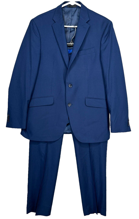 KENNETH COLE Suit Size 42S 36x30 Blue Techni-Cole Slim Fit Stretch 2-Piece