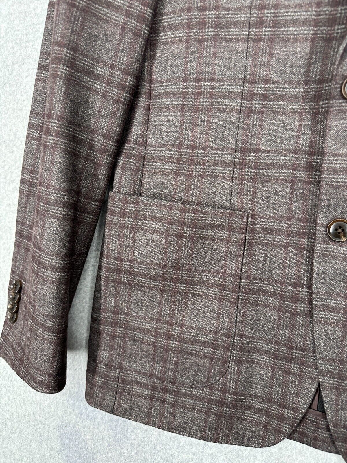 Bar III Sport Coat Mens Size 36R Brown Windowpane Plaid Slim Fit NWT $295