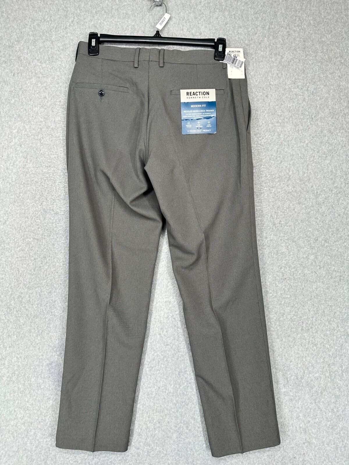 Kenneth Cole Reaction Dress Pants Mens 32x30 Gray Micro Check Modern Fit NWT