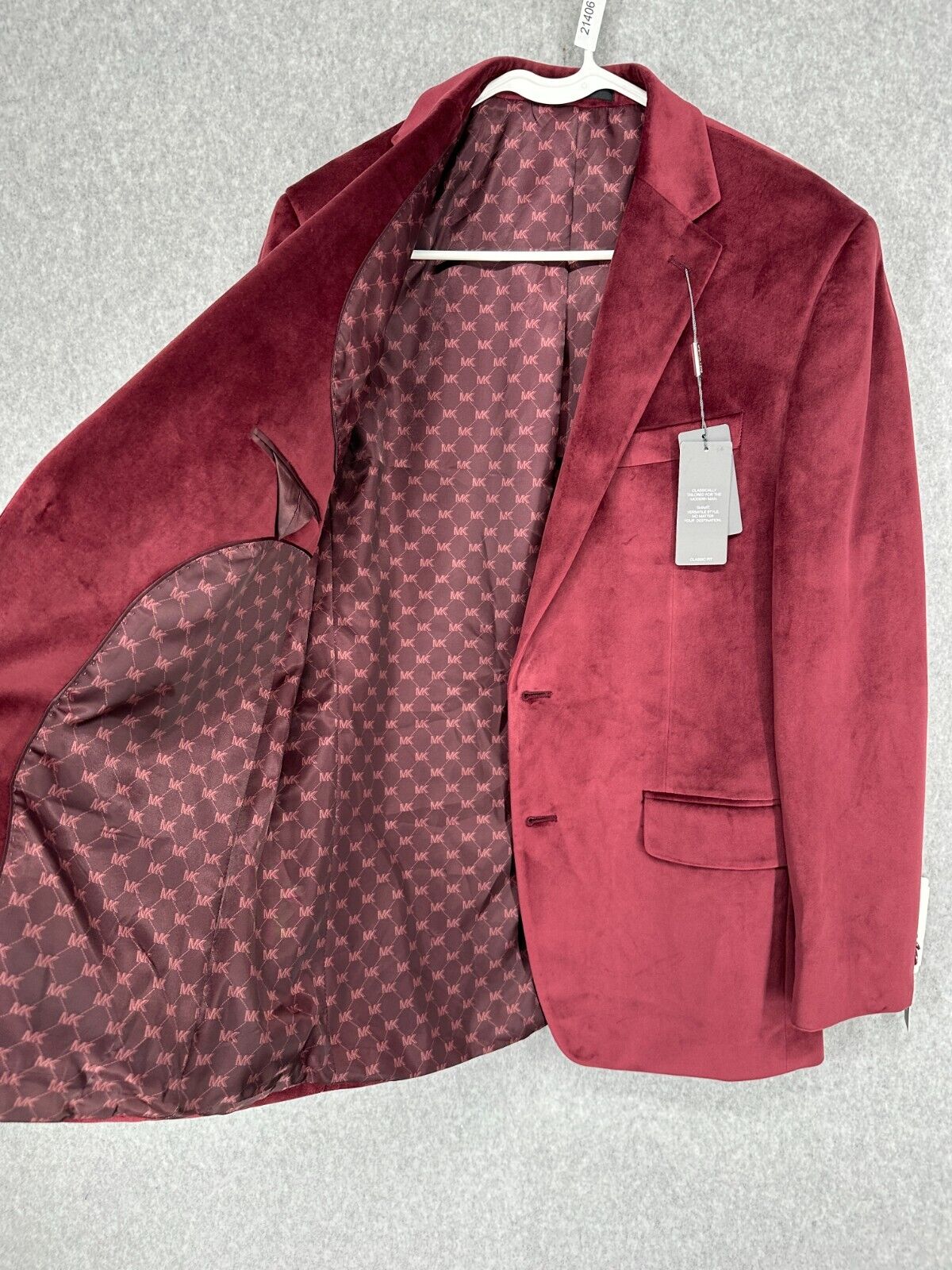 MICHAEL KORS Sport Coat Mens Size 42R Burgundy Velvet Classic Fit NWT $295