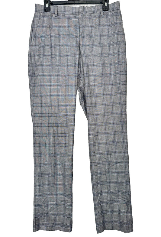 TOMMY HILFIGER Dress Pants Mens Size 34x34 Gray Blue Plaid Modern Fit TATE NWT