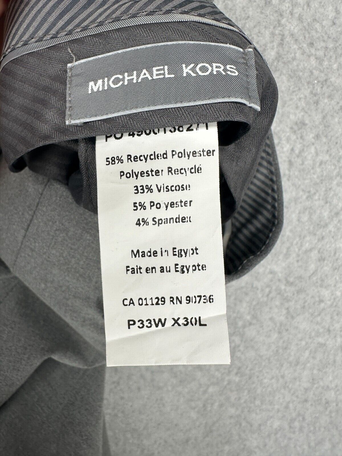 Michael Kors Dress Pants Mens Size 33x30 Gray Classic Fit Performance NWT