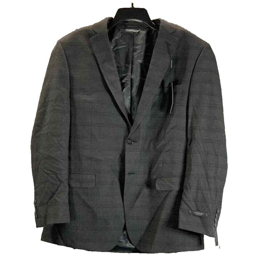 Marc New York Suit Jacket Mens Size 40L Charcoal Plaid Modern Fit NWT