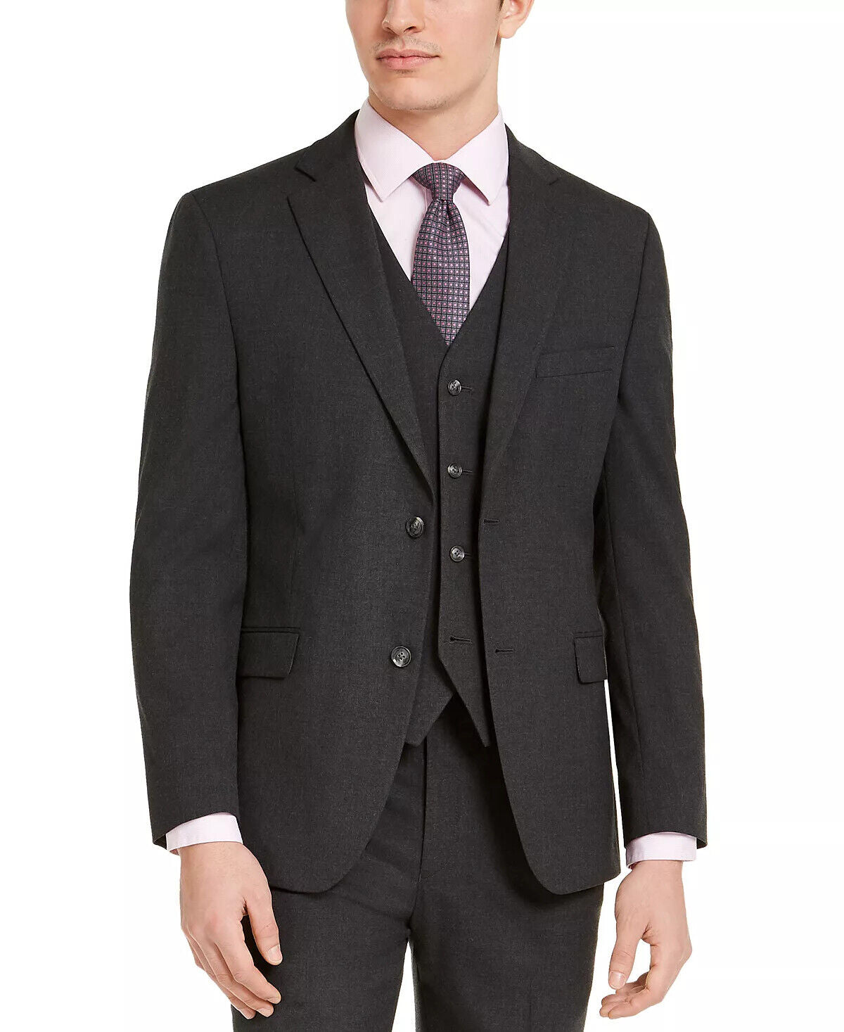 ALFANI Suit Jacket Size 44R Charcoal Gray Solid Slim Fit Stretch NWOT $360