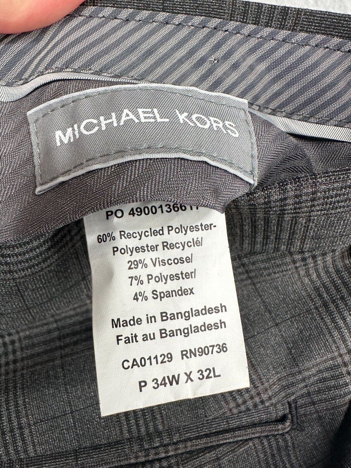 Michael Kors Dress Pants Mens Size 34x32 Gray Red Pattern Classic Fit NWOT