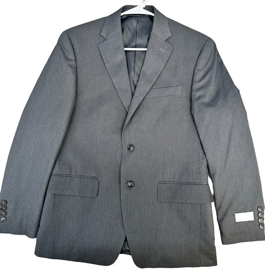 VAN HEUSEN Suit Jacket Mens Size 36S Medium Charcoal Flex Plain Slim Fit NWT