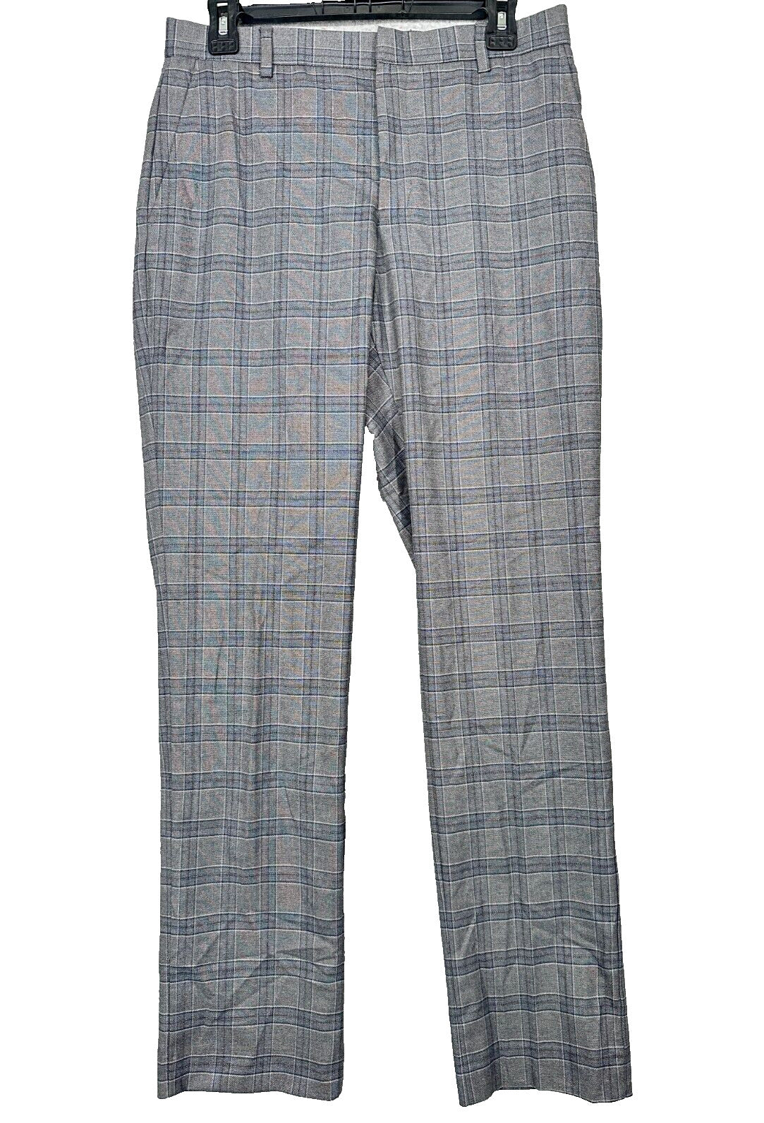 TOMMY HILFIGER Dress Pants Mens Size 32x32 Gray Blue Plaid Modern Fit TATE NWT