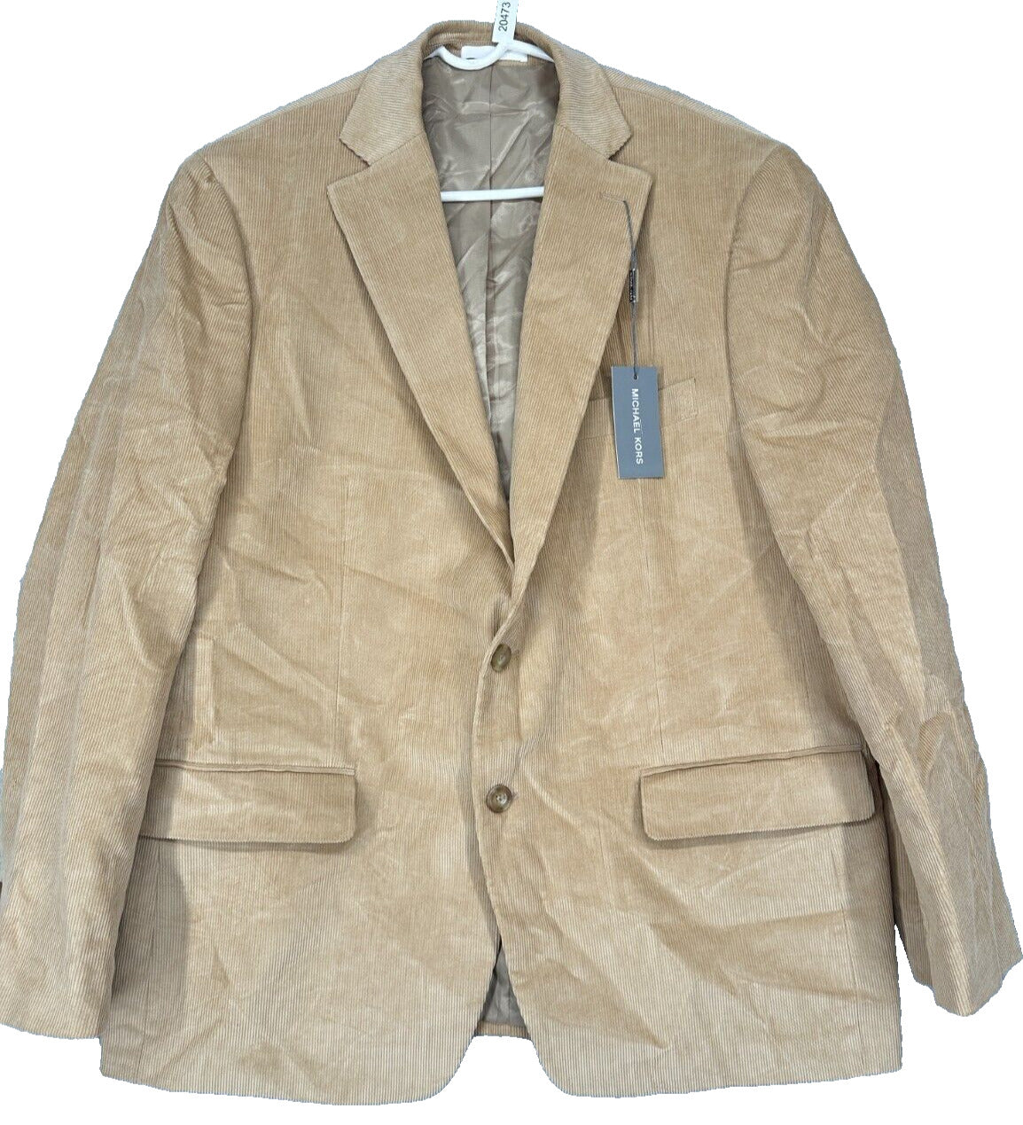 MICHAEL KORS Sport Coat Cordury Mens Size 46L Camel Beige Modern Fit Stretch NWT