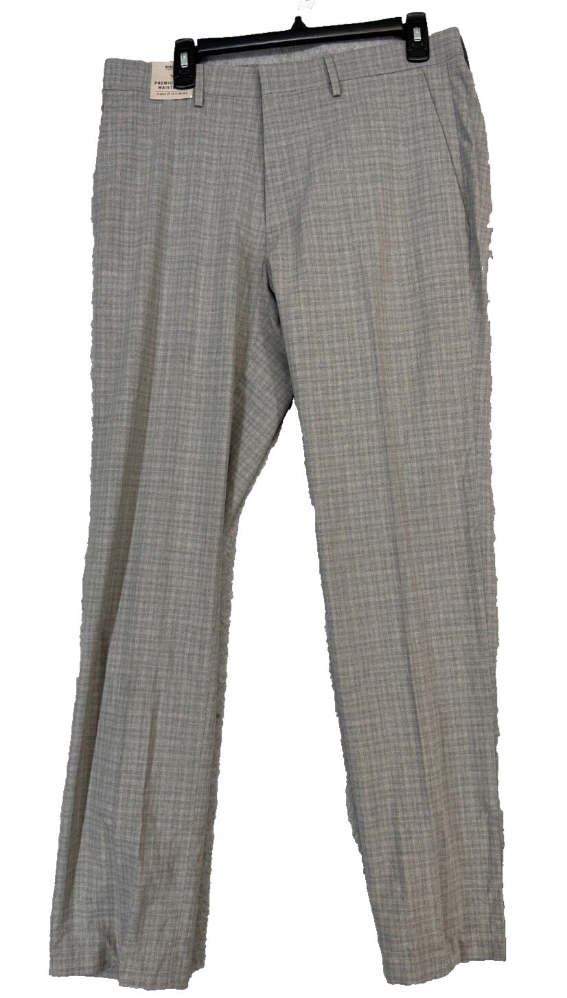 Kenneth Cole Reaction Pants Mens Slim Fit Size 31x32 Gray Mini Plaid Stretch NWT