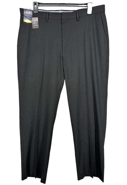 JMH Haggar Pants 40x32 Dark Charcoal Classic Fit 4-Way Stretch Flat Front NWT