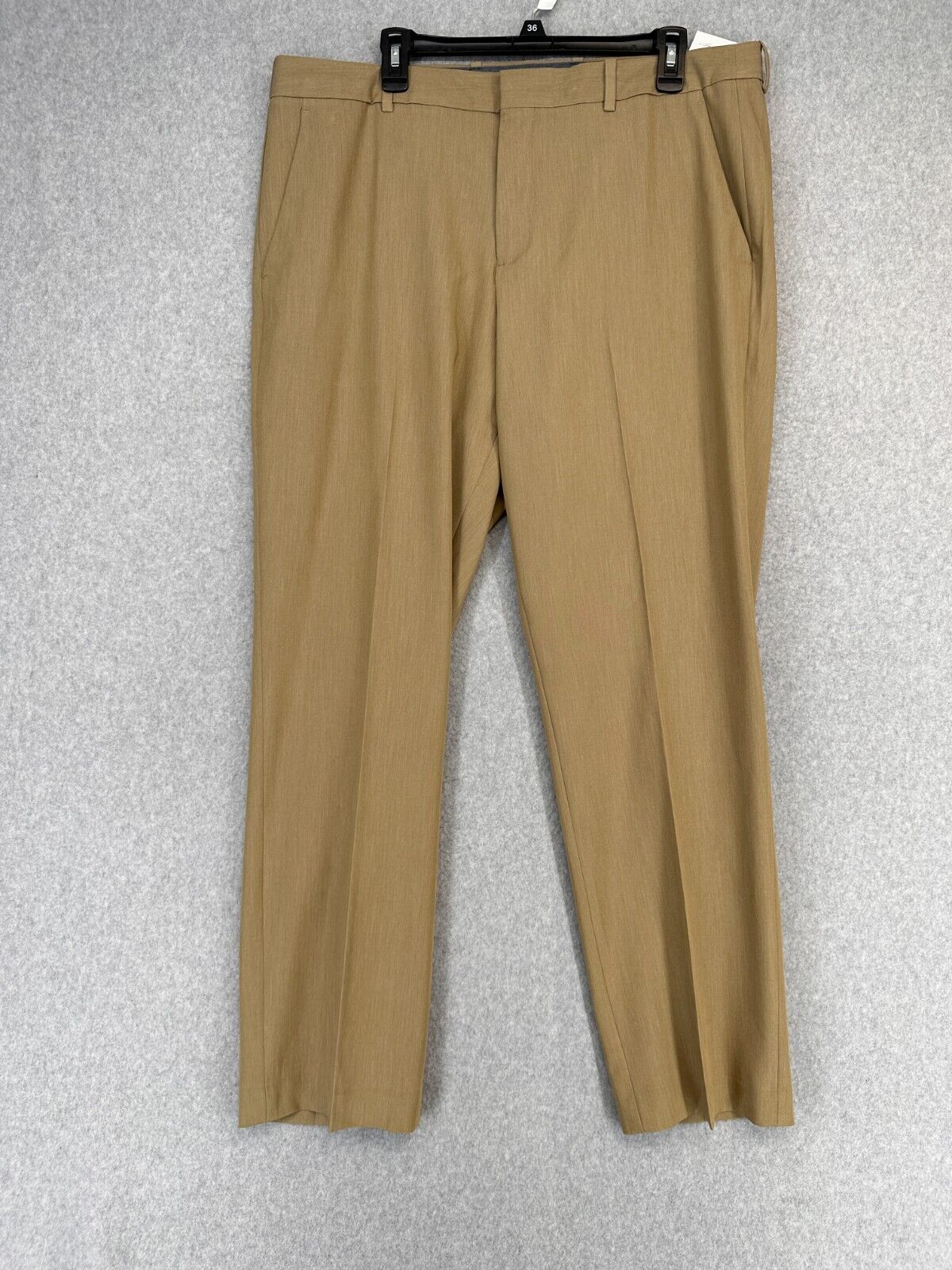 Perry Ellis Mens Dress Pants 38x32 Elmwood Beige Modern Fit Stretch Resolution