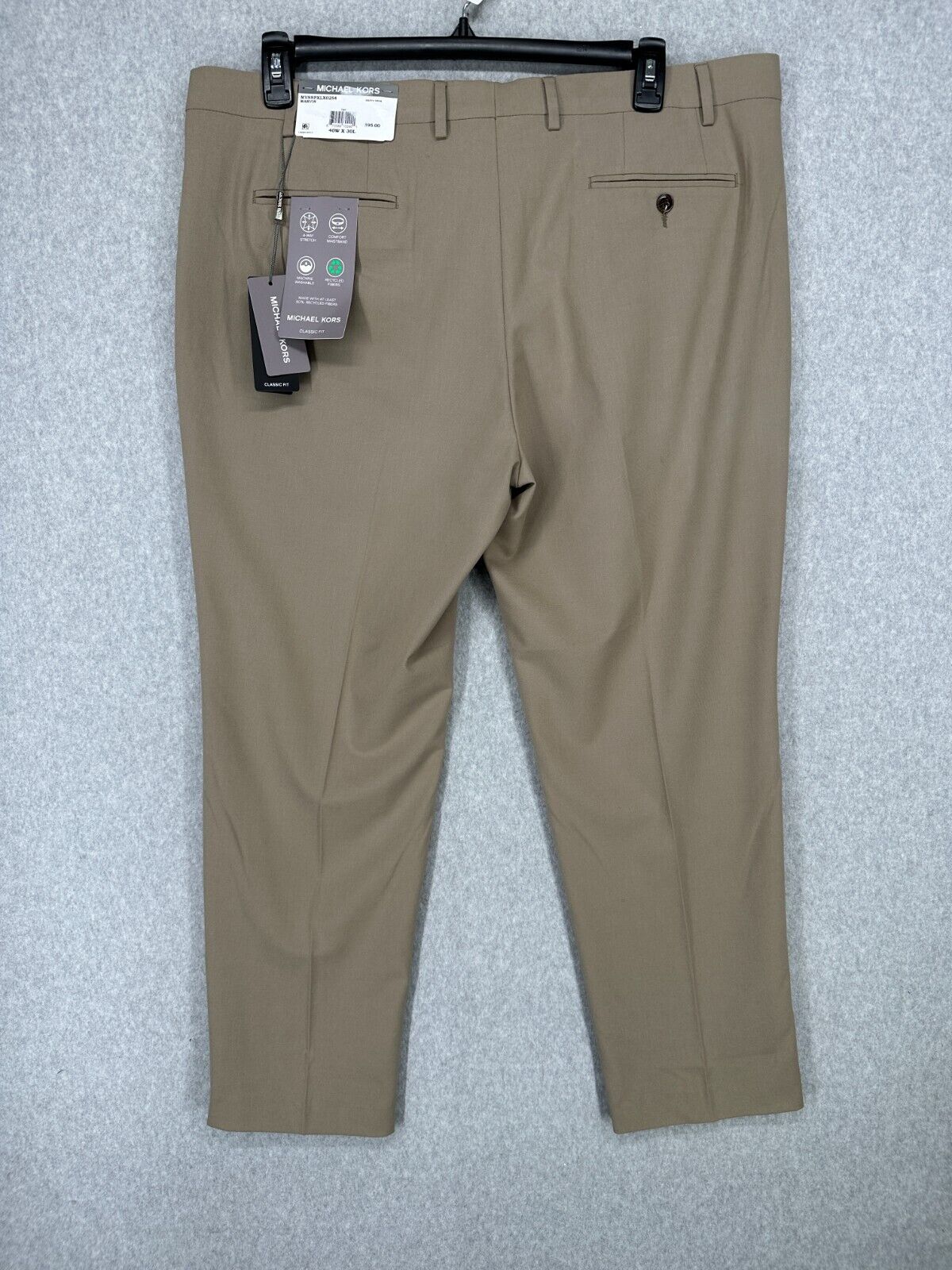 Michael Kors Dress Pants Mens Size 40x30 Tan Classic Fit Performance NWT FLAW!