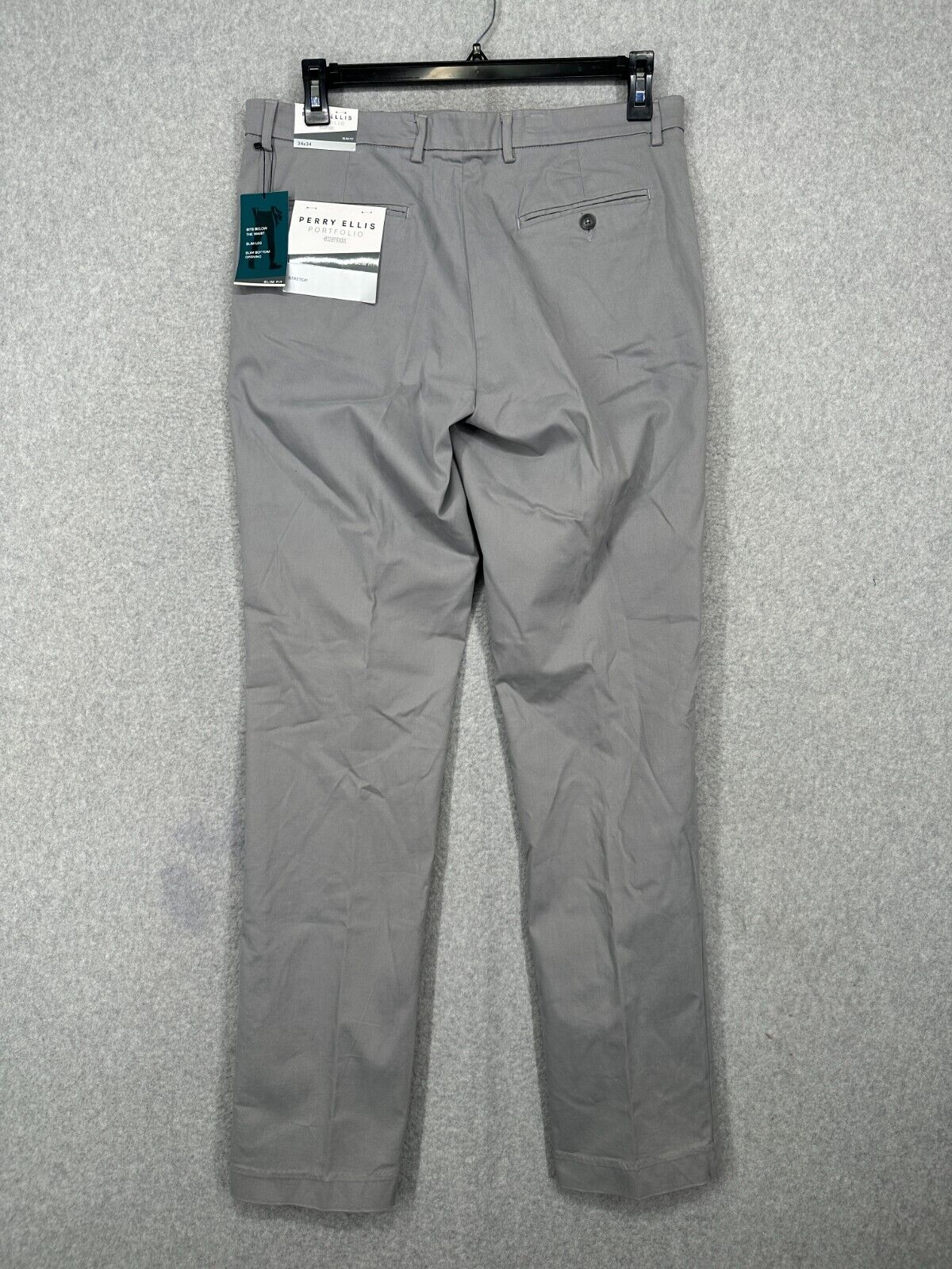 Perry Ellis Dress Pants Mens Size 29x30 Stone Gray Tencel Essential Slim Fit NWT