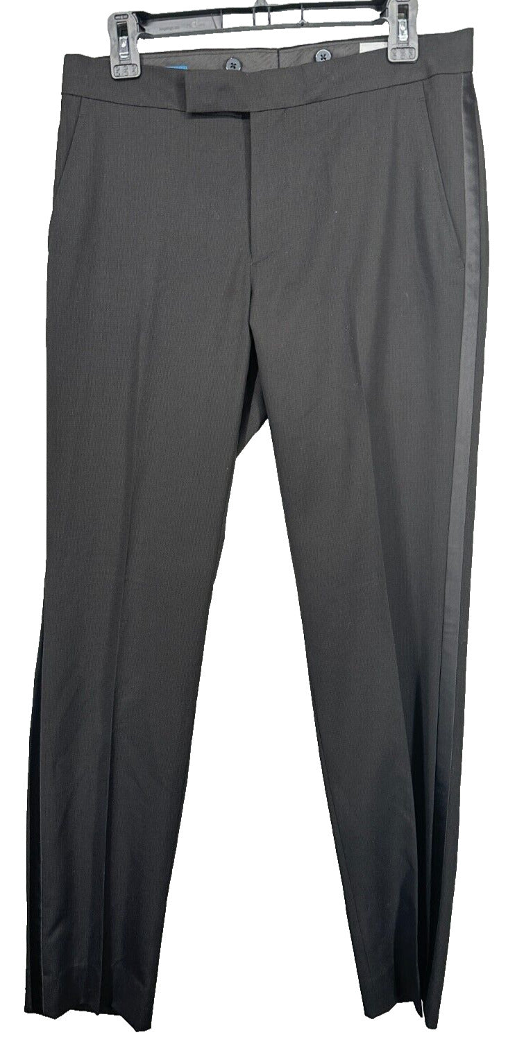 Kenneth Cole Reaction Tuxedo Pants Men Size 31x32 Black Slim Fit Ready Flex