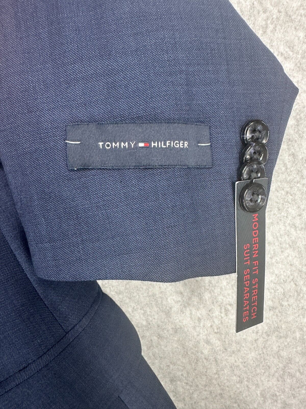 Tommy Hilfiger Suit Mens Size 42R 36x30 Blue Sharkskin Modern Fit Wool TH Flex