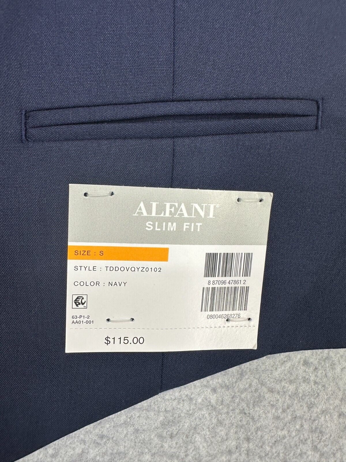 ALFANI Suit Vest Mens Size Small Navy Solid Slim Fit NWT