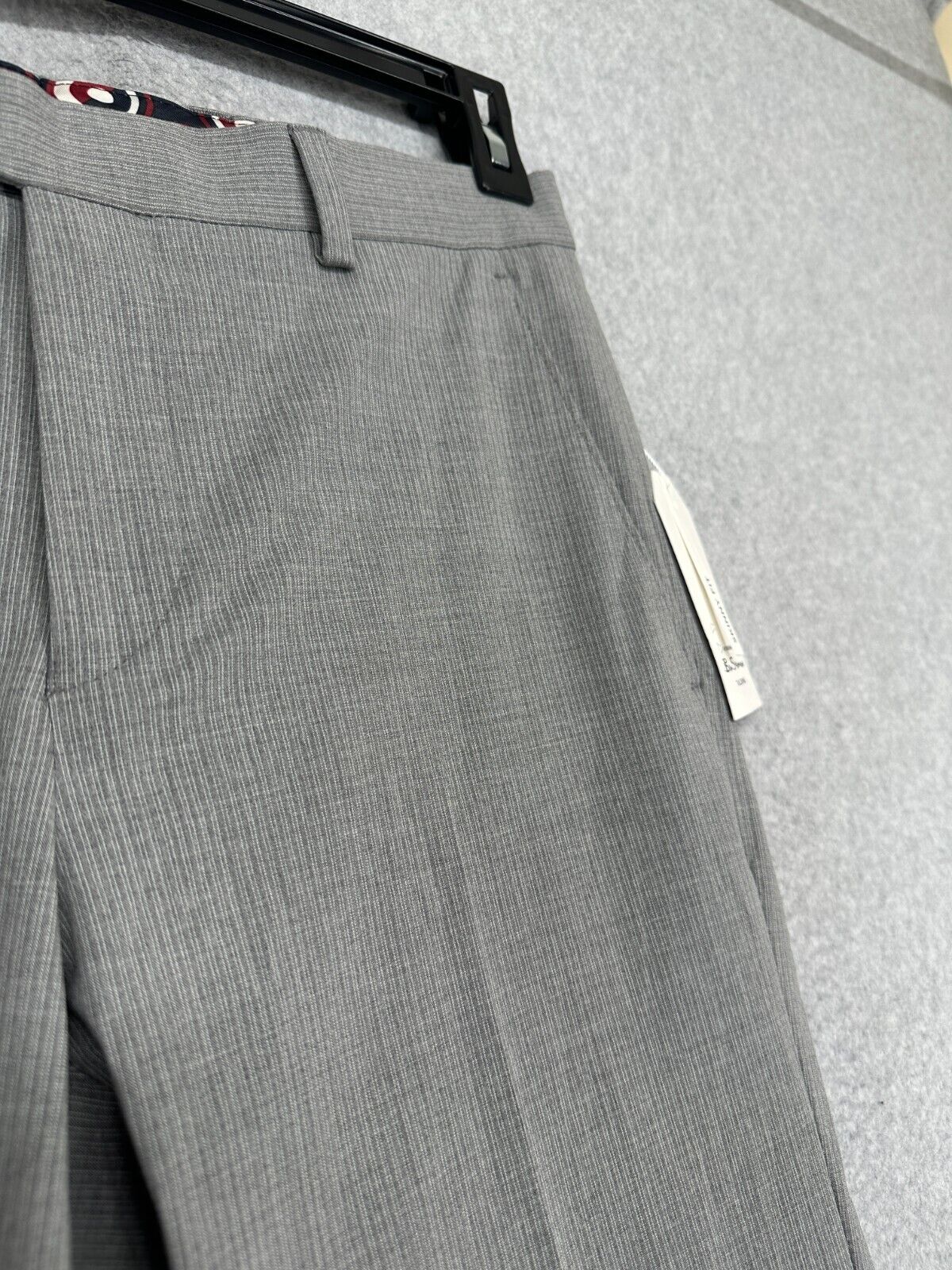 Ben Sherman Suit Pants Mens Size 30x30 Gray White Pinstripe Skinny Fit NWT