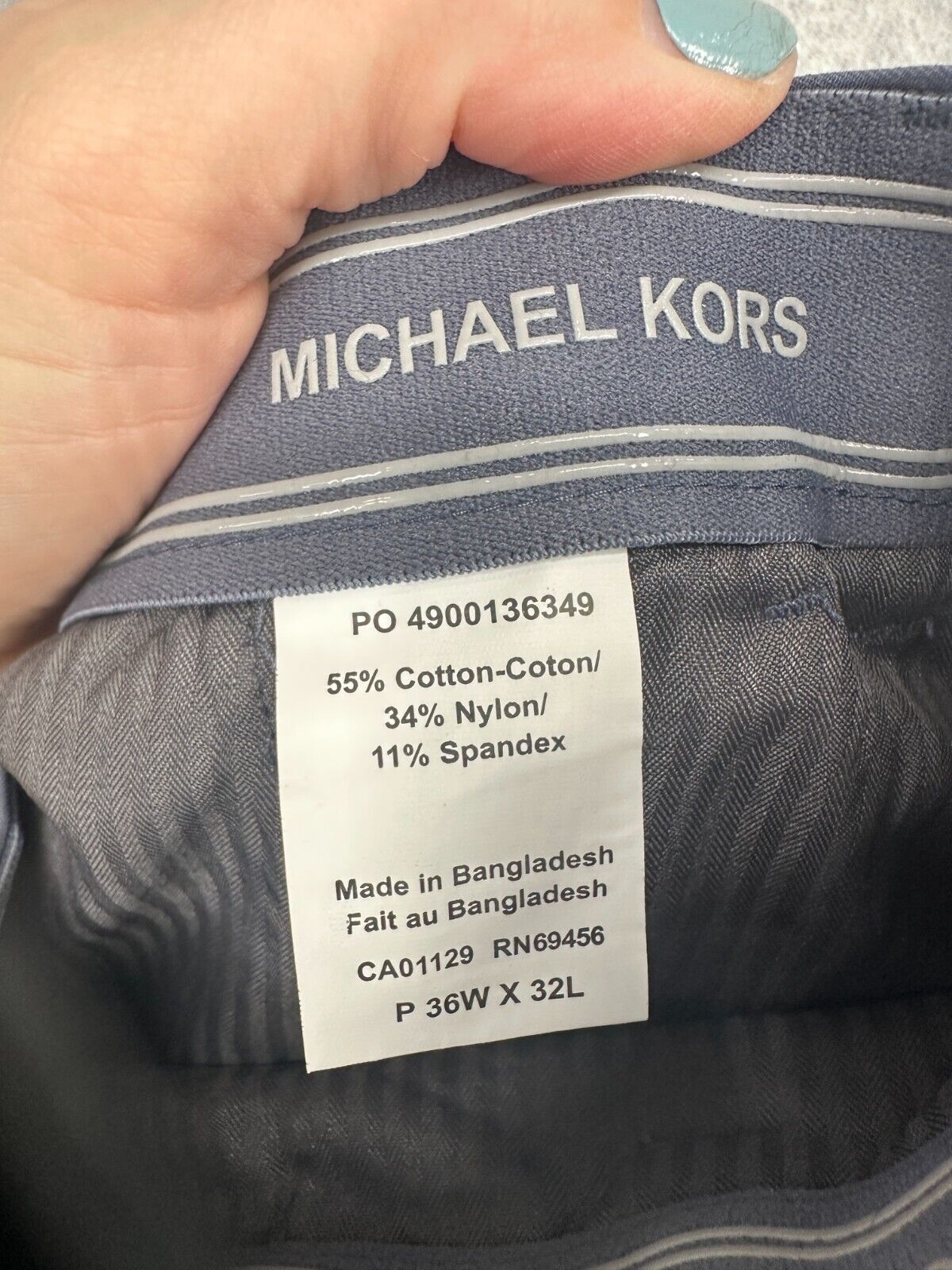 Michael Kors Dress Pants Men Size 36x32 Ash Blue Classic Fit Stretch Performance