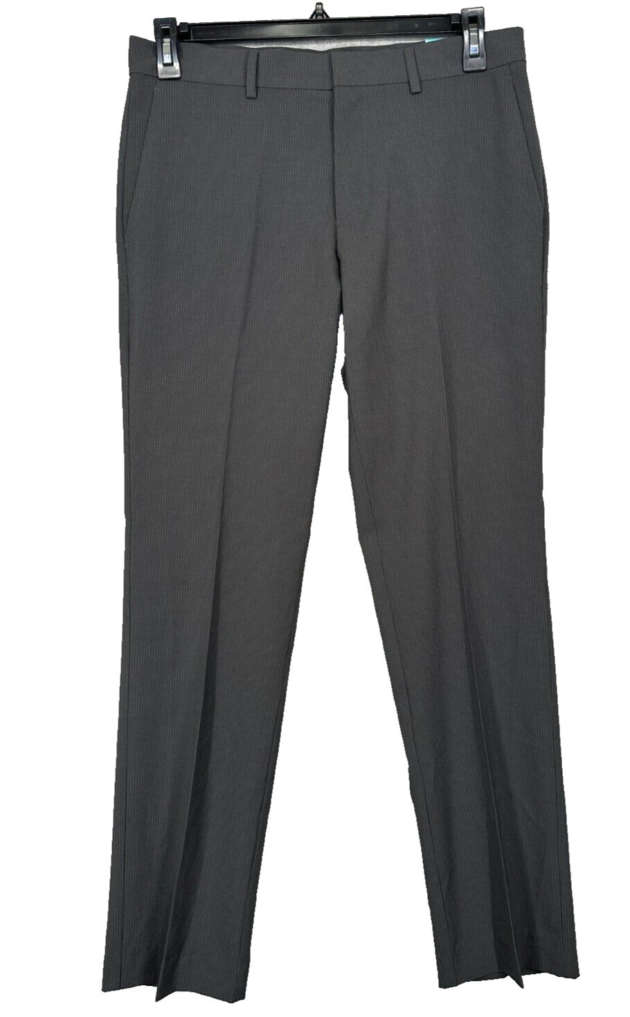 Perry Ellis Dress Pants Mens Size 30x32 Gray Striped Slim Fit Flat Front NWT