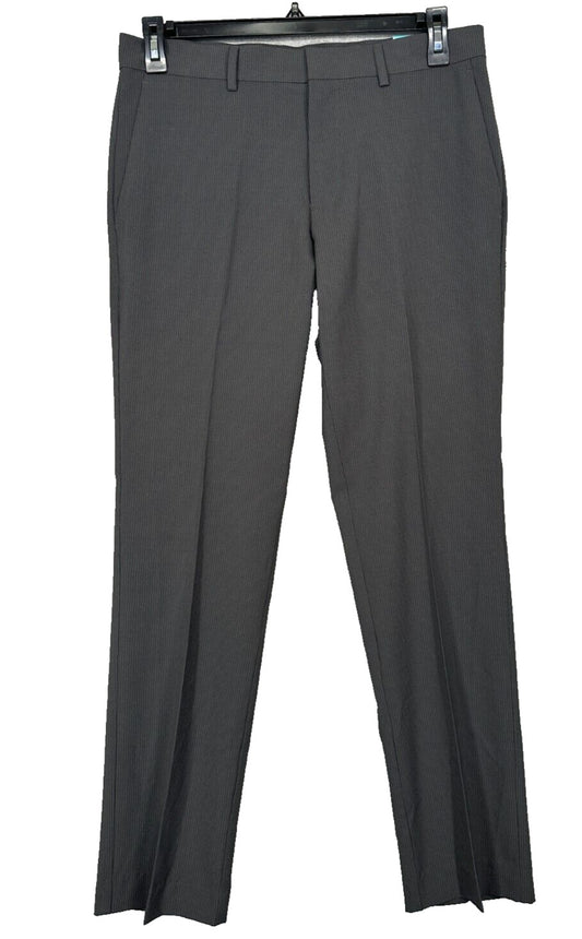 Perry Ellis Dress Pants Mens Size 30x32 Gray Striped Slim Fit Flat Front NWT