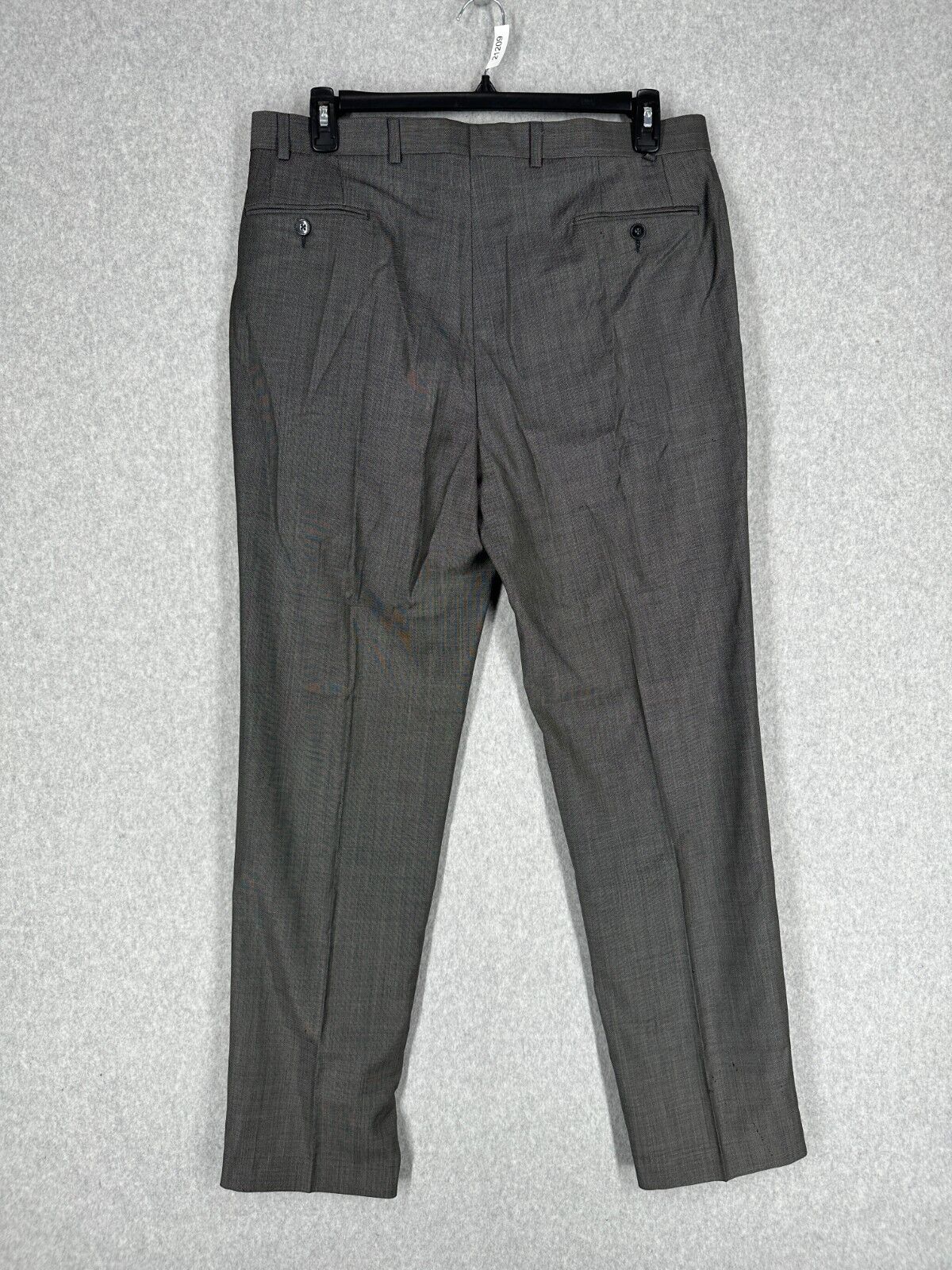 Calvin Klein Dress Pants Mens Size 36x34 Dark Gray 100% Wool WATCH! FLAW